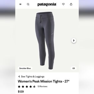 Patagonia Peak Mission Tights, Smolder Blue, Small